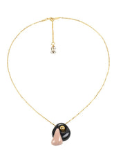 Golden Pebbles Necklace, Black, Beige & Golden Luster
